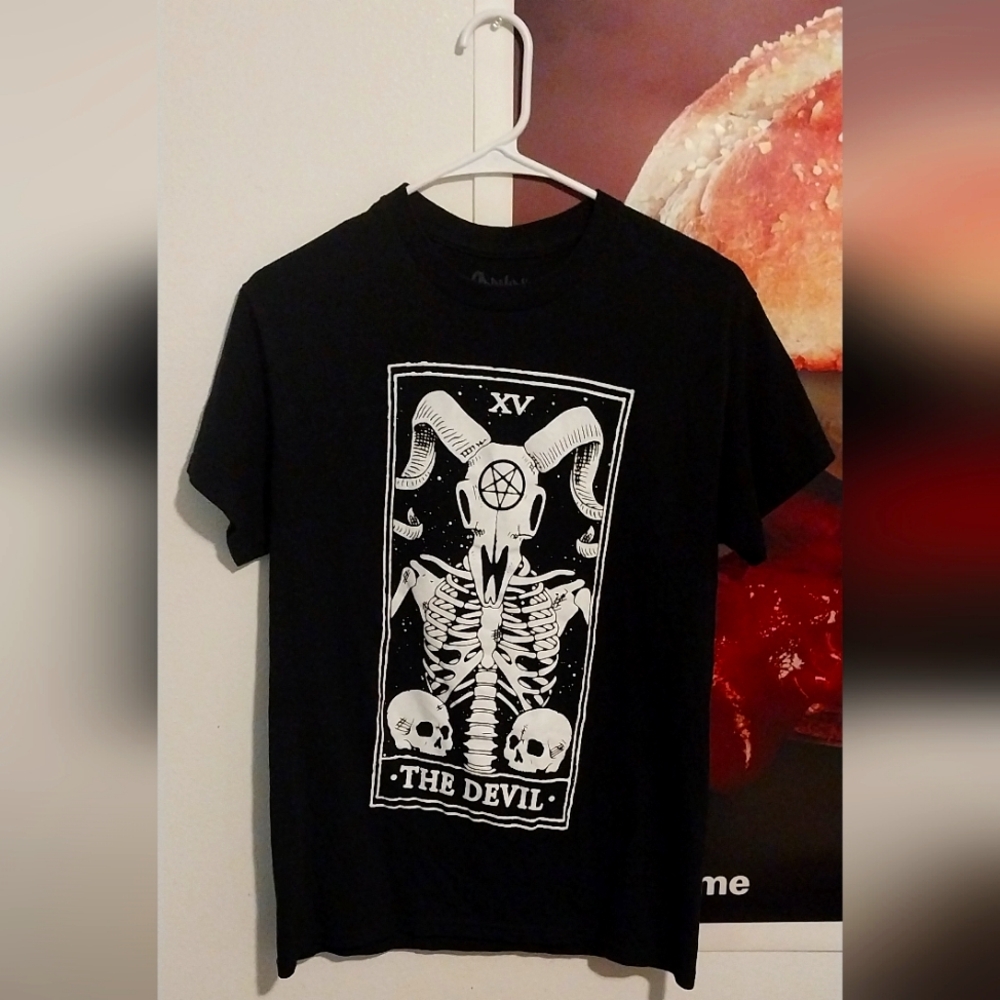 Spencer's Black Tarot Card "The Devil" Small T-shirt